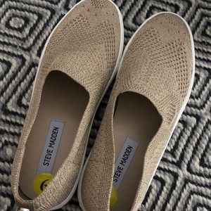 NWOT Gold Steve Madden Slip Ons